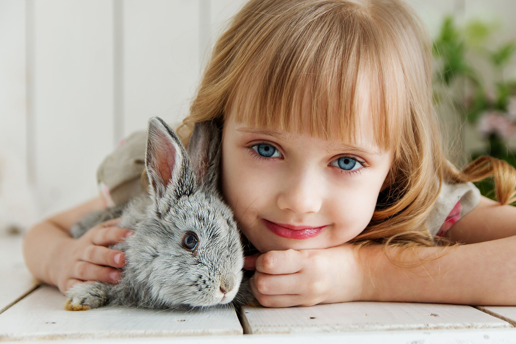 Girl hugging Rabbit